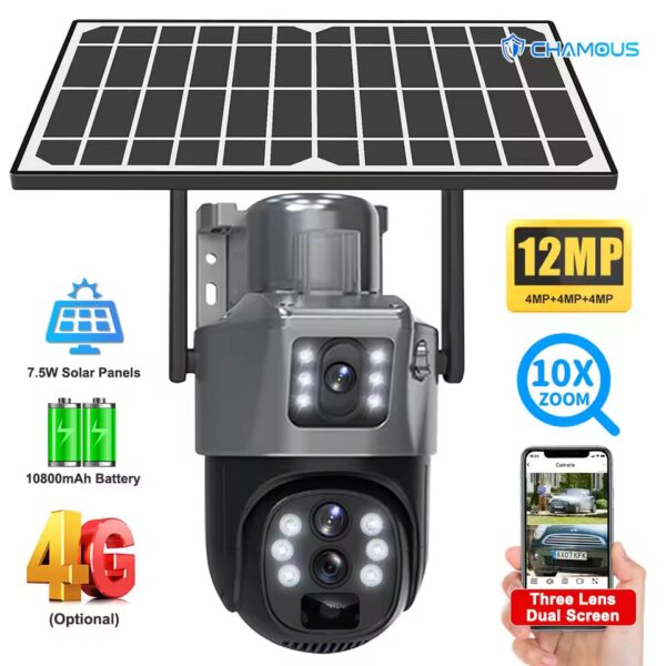 camera solaire 3 ZOOM Optic  lens 4G
